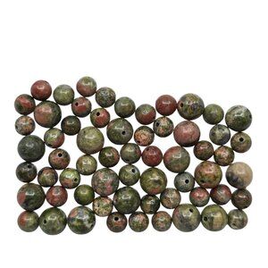 Unakite Natural Round Gemstone Beads Mixed Sizes 60pcs